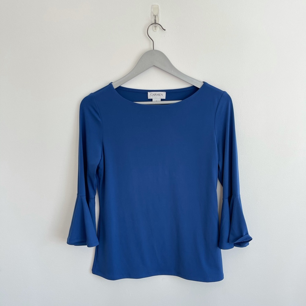 Silky Blue Belle Sleeve Shirt